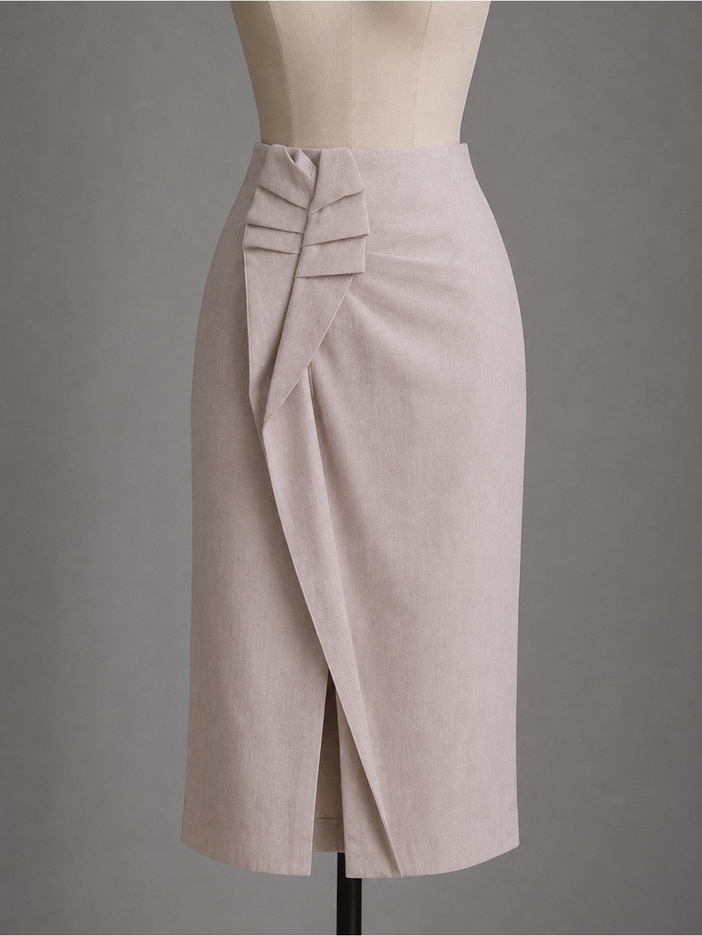 Rebecca Taylor Taupe Pleated-Front Pencil Skirt